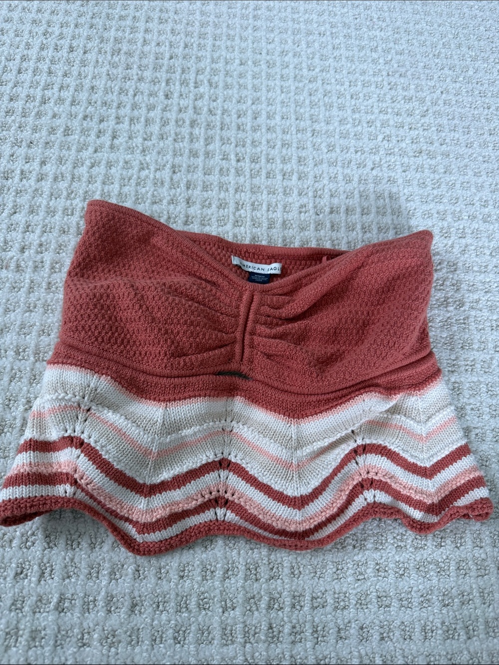 American Eagle Rust and Cream Striped Knit Tube Top